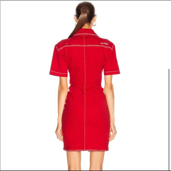 NWT Off white red denim dress 36 - Picture 2 of 11